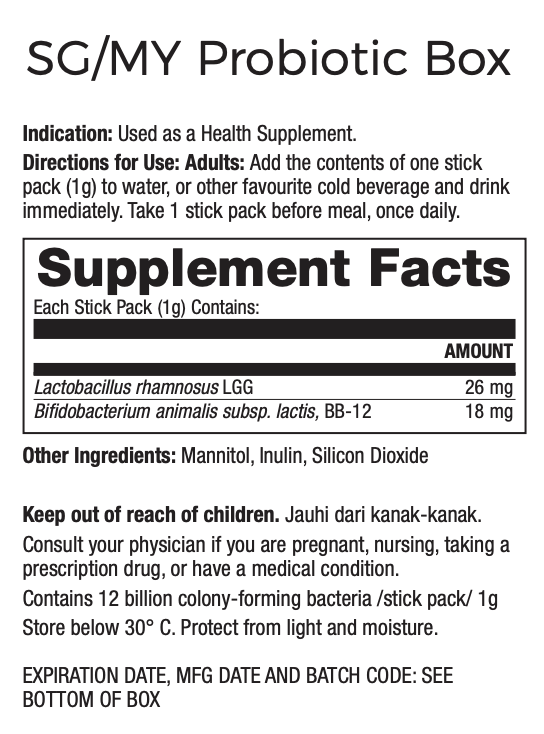 USANA Singapore Probiotics Supplement Facts